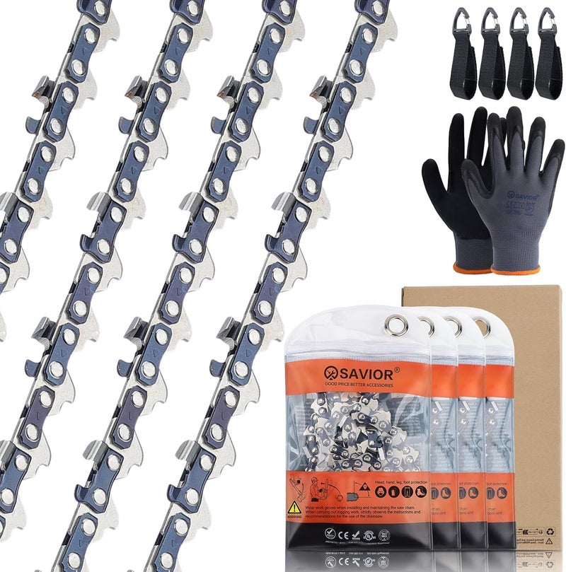 Savior طقم 4 قطع سلسلة منشار GTA 26 4 بوصة 1/4"LP .043" قياس 28 وصلة دفع لآلة تقليم الشفرات Stihl GTA 26 منشار كهربائي محمول بدون سلك 4 بوصة 3670 005 0028 لقطع فروع الخشب - Image 1